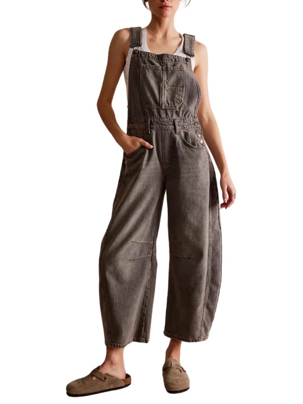 Free People Good Luck Barrel Overalls